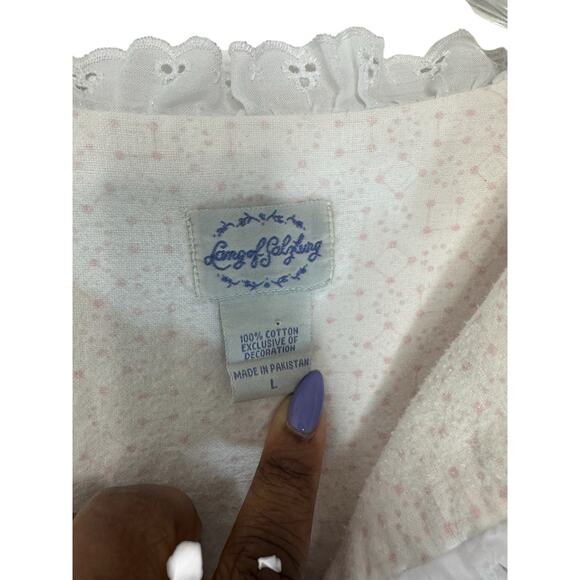 Lanz of Salzburg Pink Dainty Coquette Lounge Cotton Flannel Nightgown Size Large - Picture 2 of 13